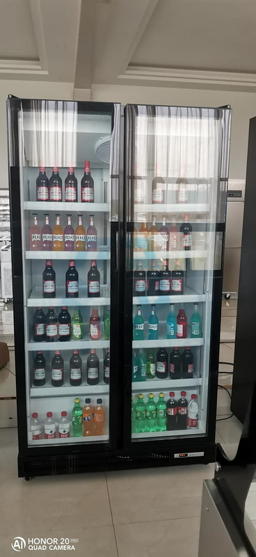 Air Cooling Two Door Glass Display Fridge